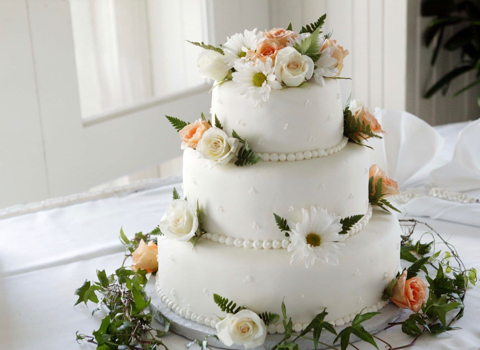Example only — finished product will differ. Example — pearl and lace tier